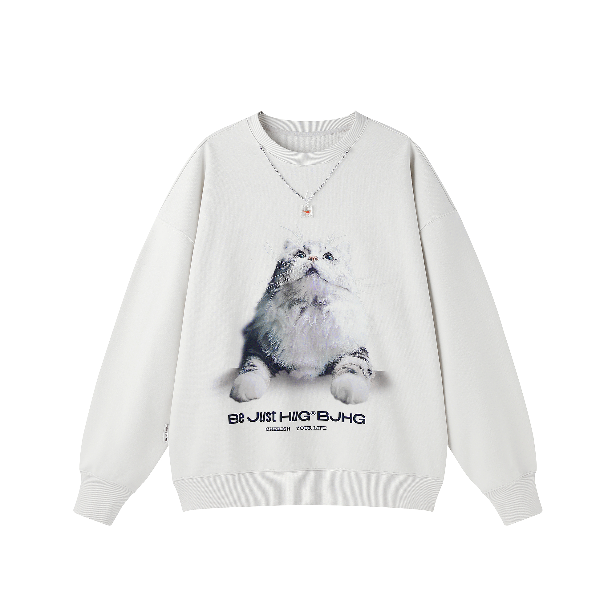 BJHG不计后果复古小猫卫衣男款秋季美式暖皮恒温情侣长袖打底衫女 - 图3