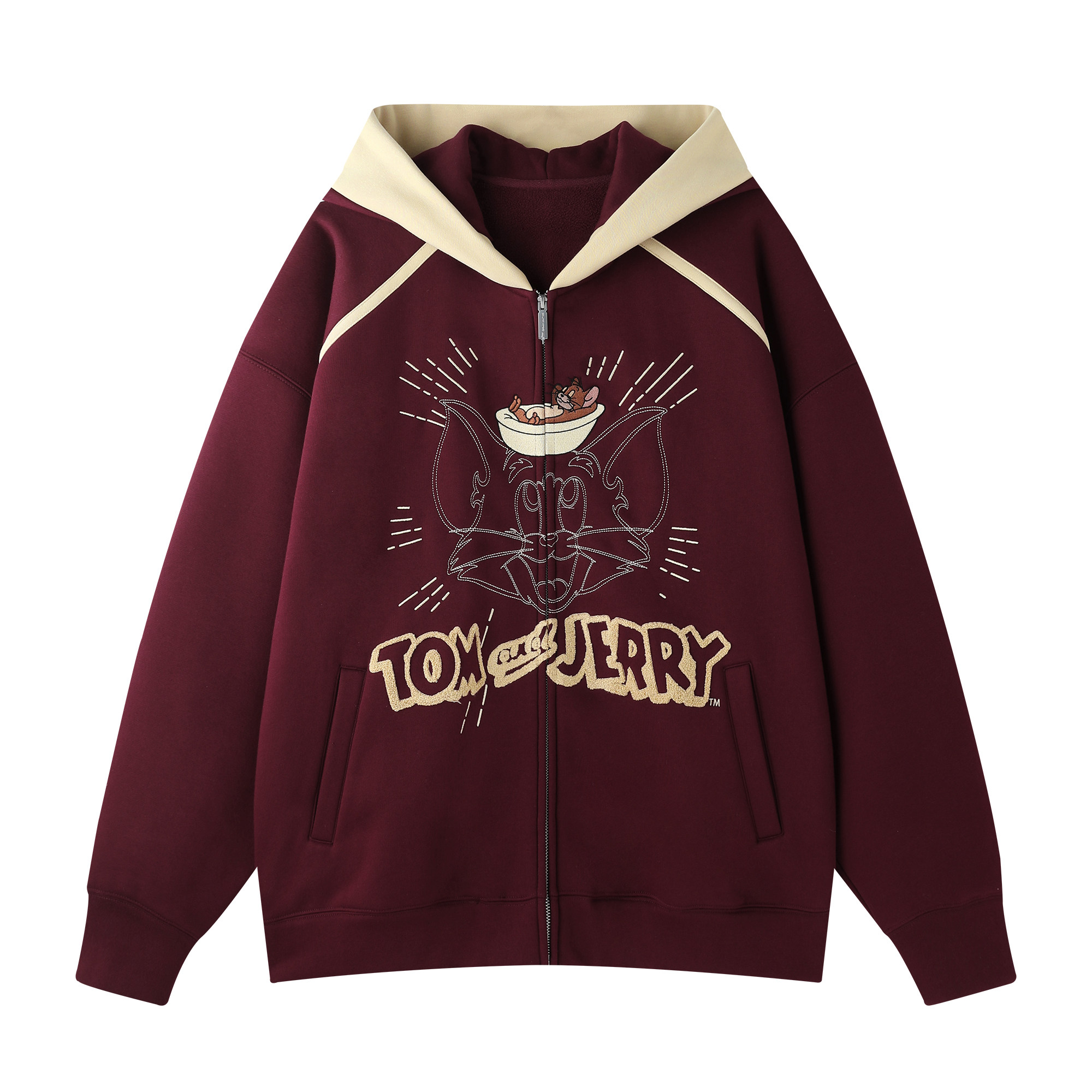 【猫和老鼠联名】BJHG不计后果美式连帽卫衣男春撞色情侣装外套女,淘宝优惠券,粉丝福利购,淘宝优惠卷