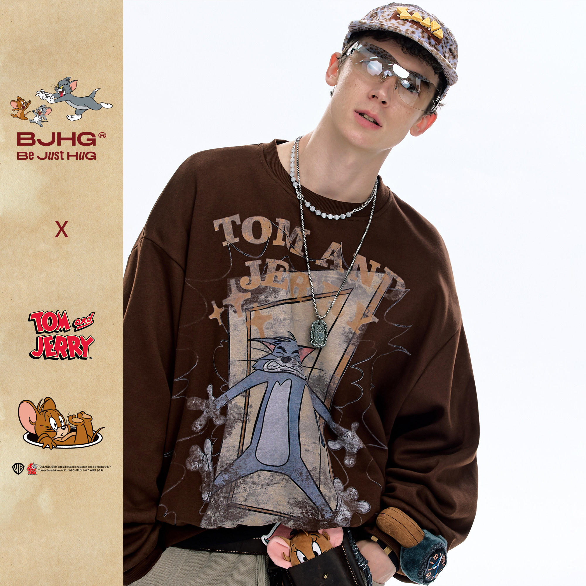 【猫和老鼠联名】BJHG不计后果长袖卫衣男秋冬内胆暖皮美式卫衣女