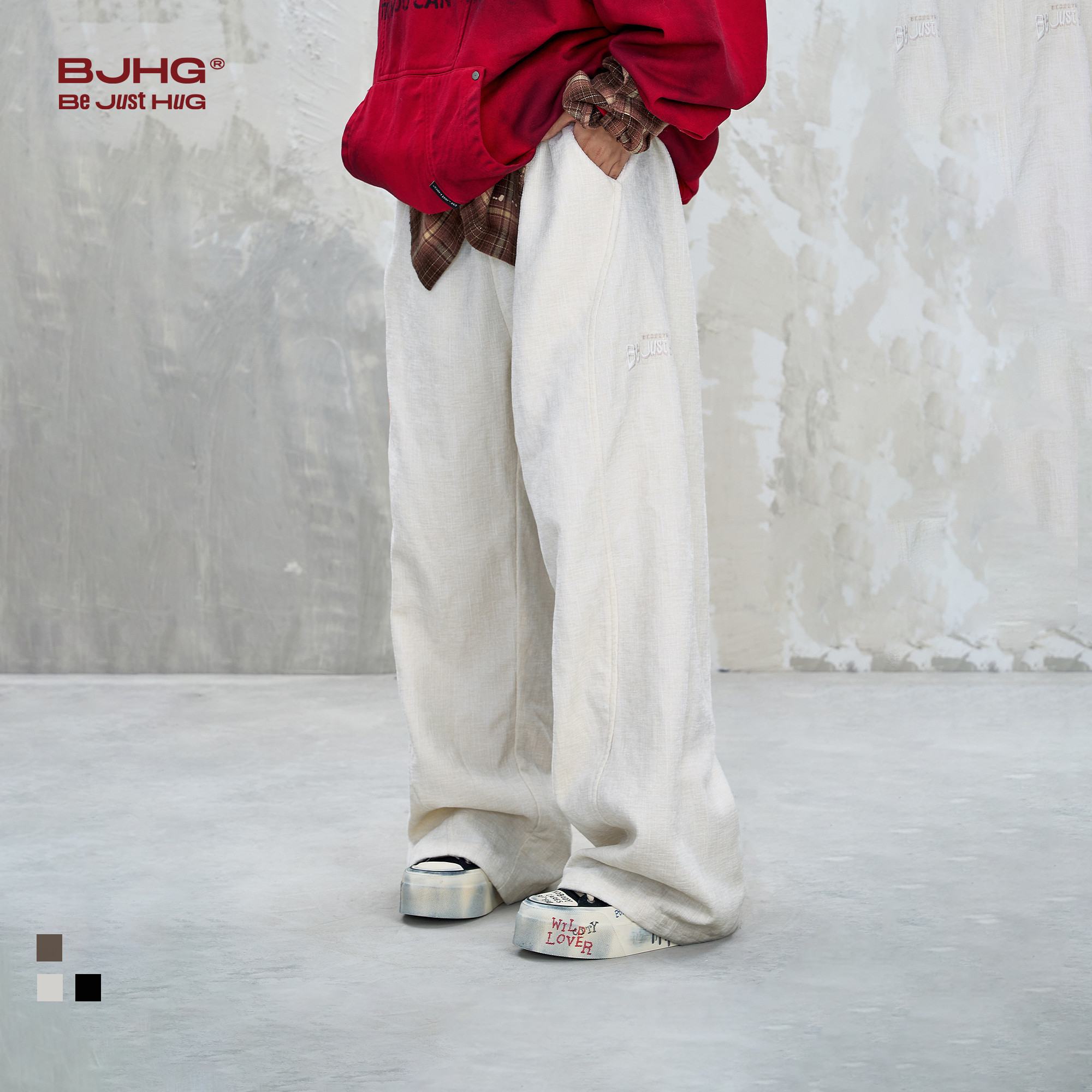 BJHG不计后果老钱风休闲裤子男款春季宽松加厚卫裤运动直筒长裤女,淘宝优惠券,粉丝福利购,淘宝优惠卷