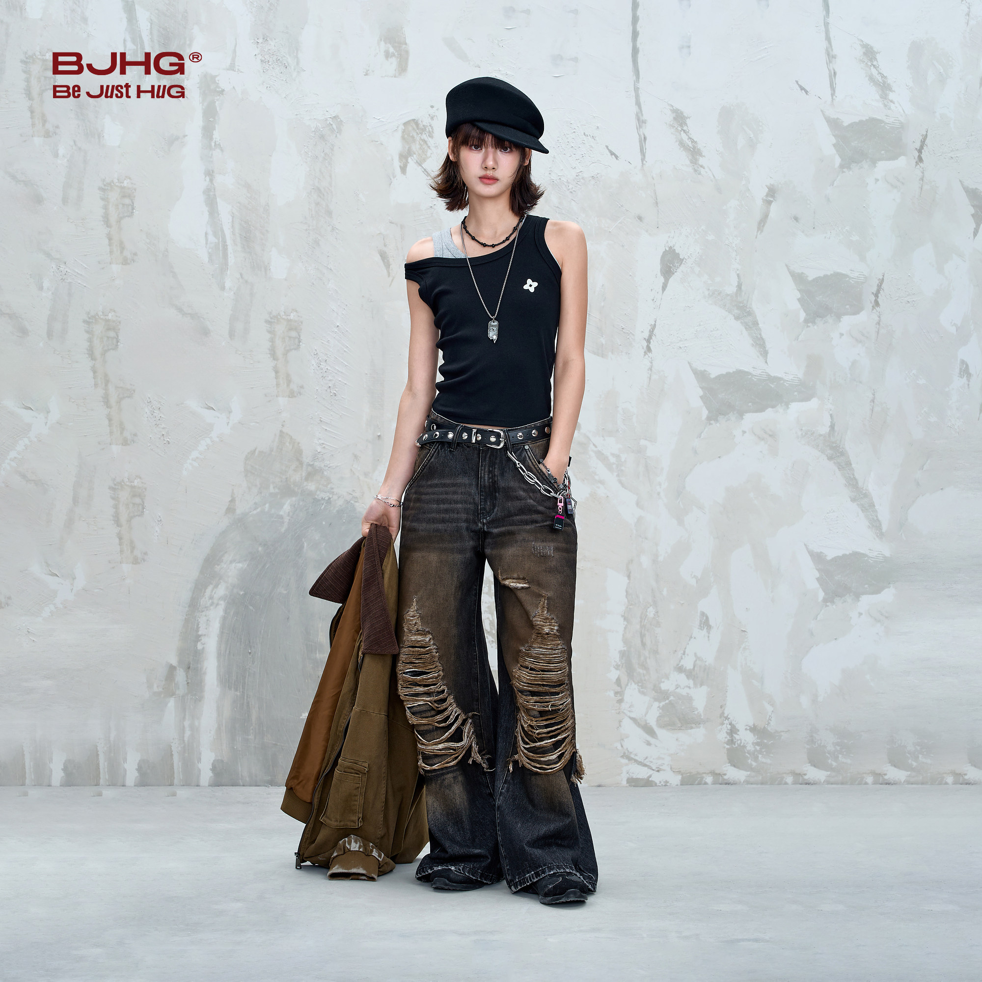 BJHG不计后果复古水洗做旧破洞牛仔裤男春季美式直筒阔腿休闲裤女,淘宝优惠券,粉丝福利购,淘宝优惠卷