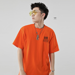 欧美街舞宽松印花短袖t恤