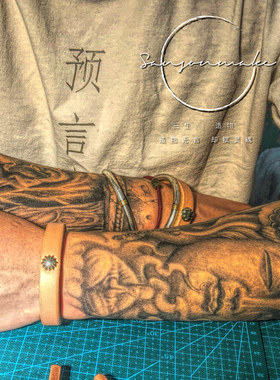 日本牛皮手环养牛植鞣皮包邮复古