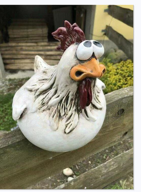 新品大母鸡大眼表情鸡树脂工艺品摆件庭院装饰牧场家居微优选