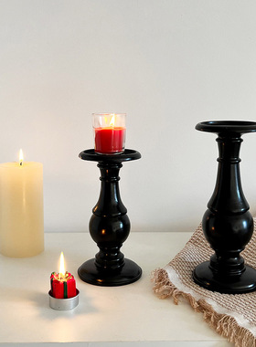 美式复古黑色烛台摆件