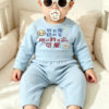 Home clothes double-sided German velvet autumn clothes long underwear set children's baby high-waist belly pants baby pajamas set