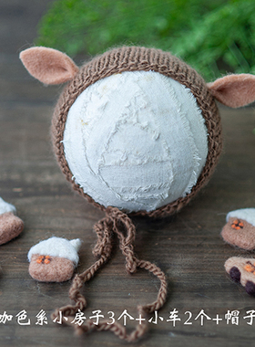 羊毛毡玩偶新生儿摄影帽子道具