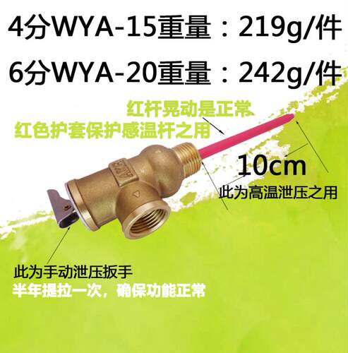 AKE压力99度泄压阀TP阀WYA-15安全阀WYA-20温度保水箱4分6分PT阀 - 图0