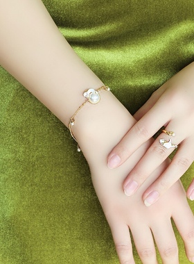 珐琅釉 法式ins风猫咪珍珠手链