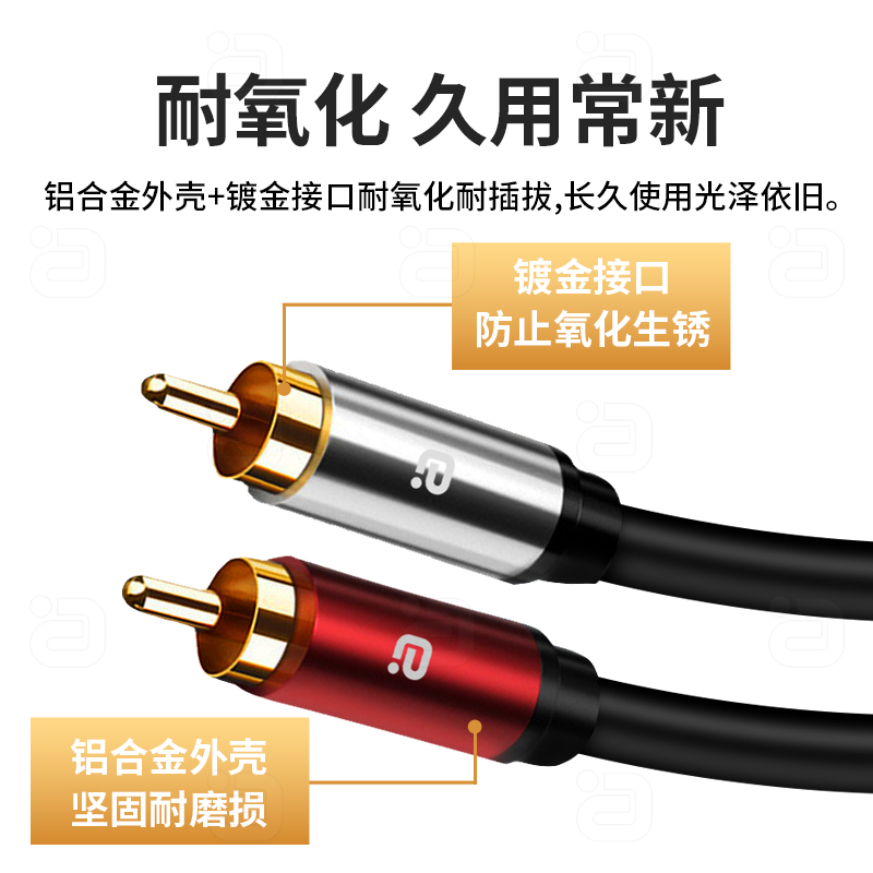 金属镀金屏蔽二对二双莲花头2RCA音频线电视连接音箱数字模拟AV线 - 图1
