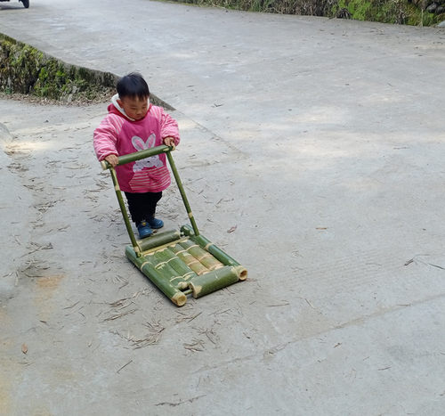 竹子手推车平板车玩具车幼儿园儿童安吉户外游戏器材竹制玩教具 - 图1