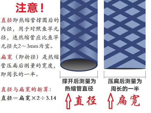 钓鱼竿热缩管(长度1米)防滑花纹热缩管鱼鳞椭圆磨砂多种花色包邮 - 图3