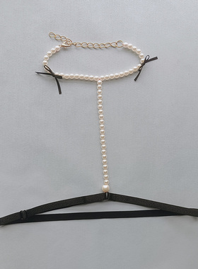 珍珠挂脖身体项链少女性感锁骨链