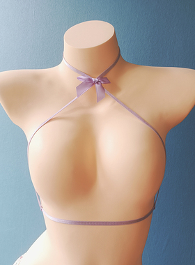 蕾丝蝴蝶结锁骨链颈带低胸项圈纯欲颈圈简易性感挂脖美胸深V脖环