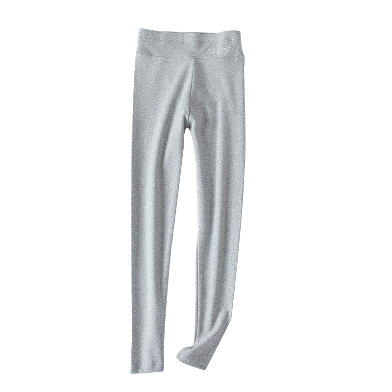 纯棉高腰打底裤女外穿大码弹力灰色秋裤春秋薄款紧身小脚裤加绒