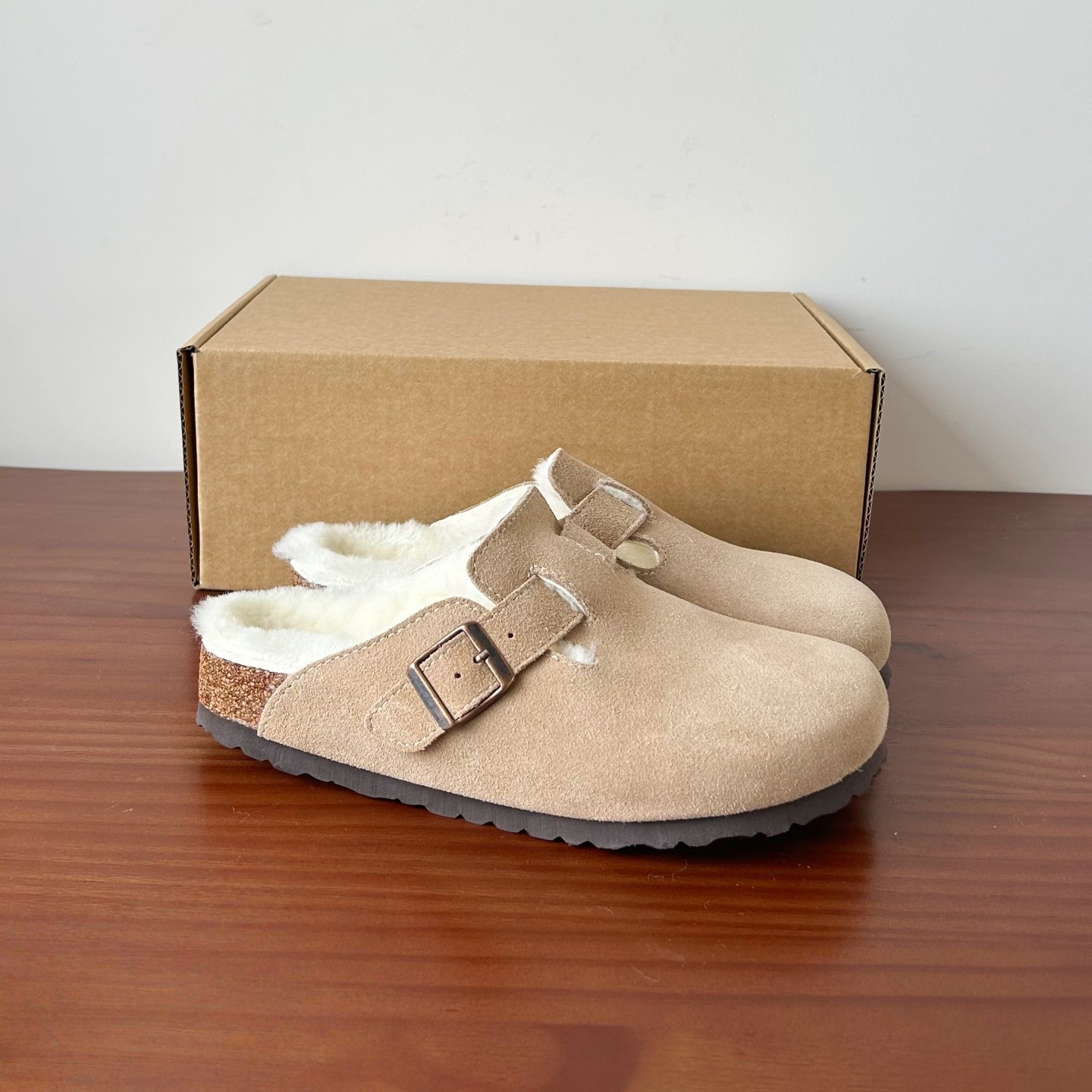 河南桑坡勃肯鞋真皮羊毛羊皮毛一体毛毛包头拖鞋男女鞋秋冬季半拖,淘宝优惠券,粉丝福利购,淘宝优惠卷