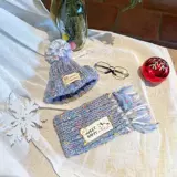 Демисезонная трикотажная шерстяная удерживающая тепло шапка ручной работы, шарф, милый аксессуар