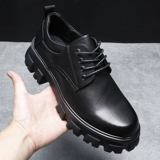 Martens, низкие короткие сапоги на платформе в английском стиле, трендовые короткие ботинки из мягкой кожи на скрытом каблуке, мужские туфли, из натуральной кожи, в британском стиле