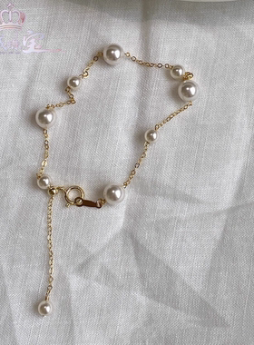 正圆渐变满天星施家珍珠手链时尚轻奢小众14k镀金手饰女ins高级感