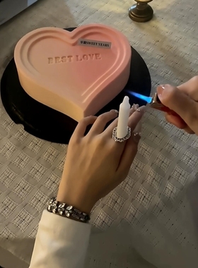 超出片的生日蜡烛戒指椭圆合金戒指底托diy女生拍照道具饰品配件