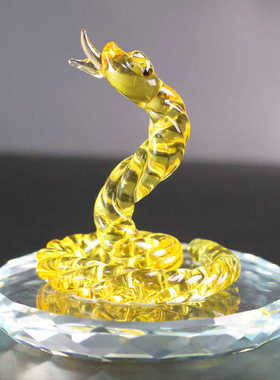 水晶属蛇招财摆件吉祥物家居办公室装饰品工艺品十二生肖蛇摆件