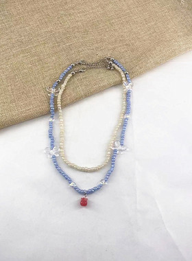 蝴蝶锁骨链双层简约时尚