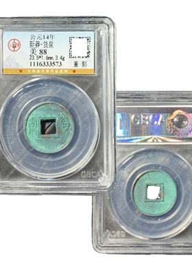新莽货泉88分鉴定盒子币
