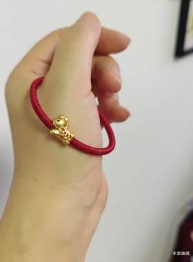 纯手工编织高光泰蜡金刚结红绳银扣头本命年红绳手绳