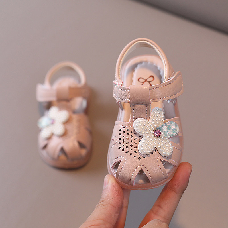 女童夏季凉鞋公主鞋儿童学步鞋女宝宝软底防滑包头防踢0-3岁童鞋