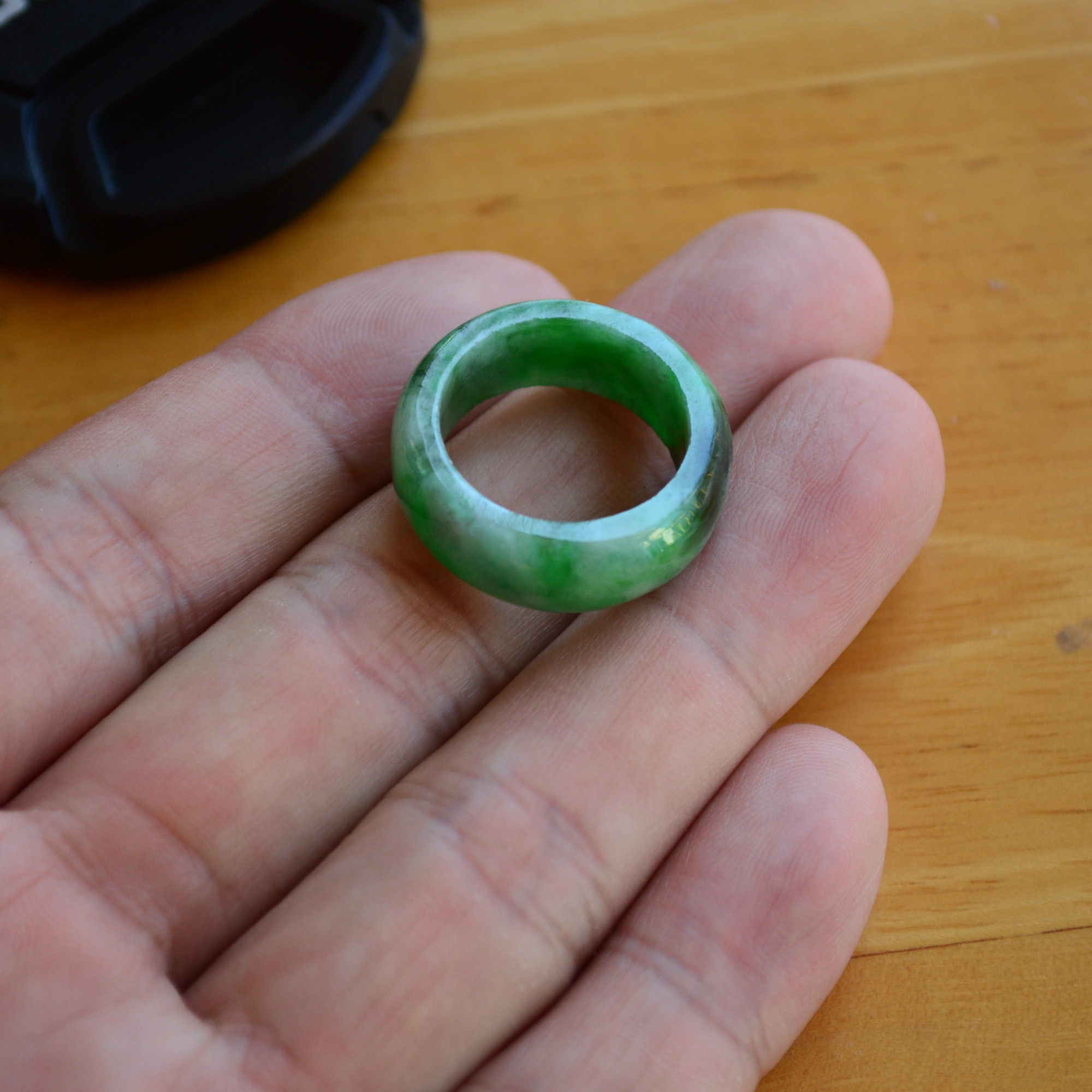 Natural Burmese Jade A Grade Waxy Green Ring with Certificate