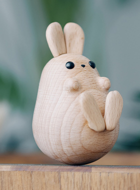 隐山兔子不倒翁摆件原创手工礼物