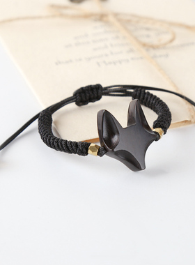 隐山小众设计情侣小狐狸手链檀木