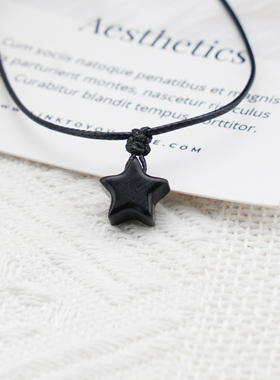 隐山手作星星檀木吊坠锁骨链手工