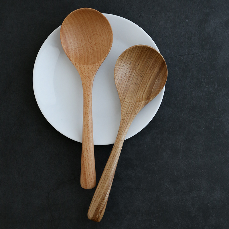 长柄实木汤勺家用勺子无漆无蜡小汤勺盛粥勺稀饭勺木头勺木质长勺-图0