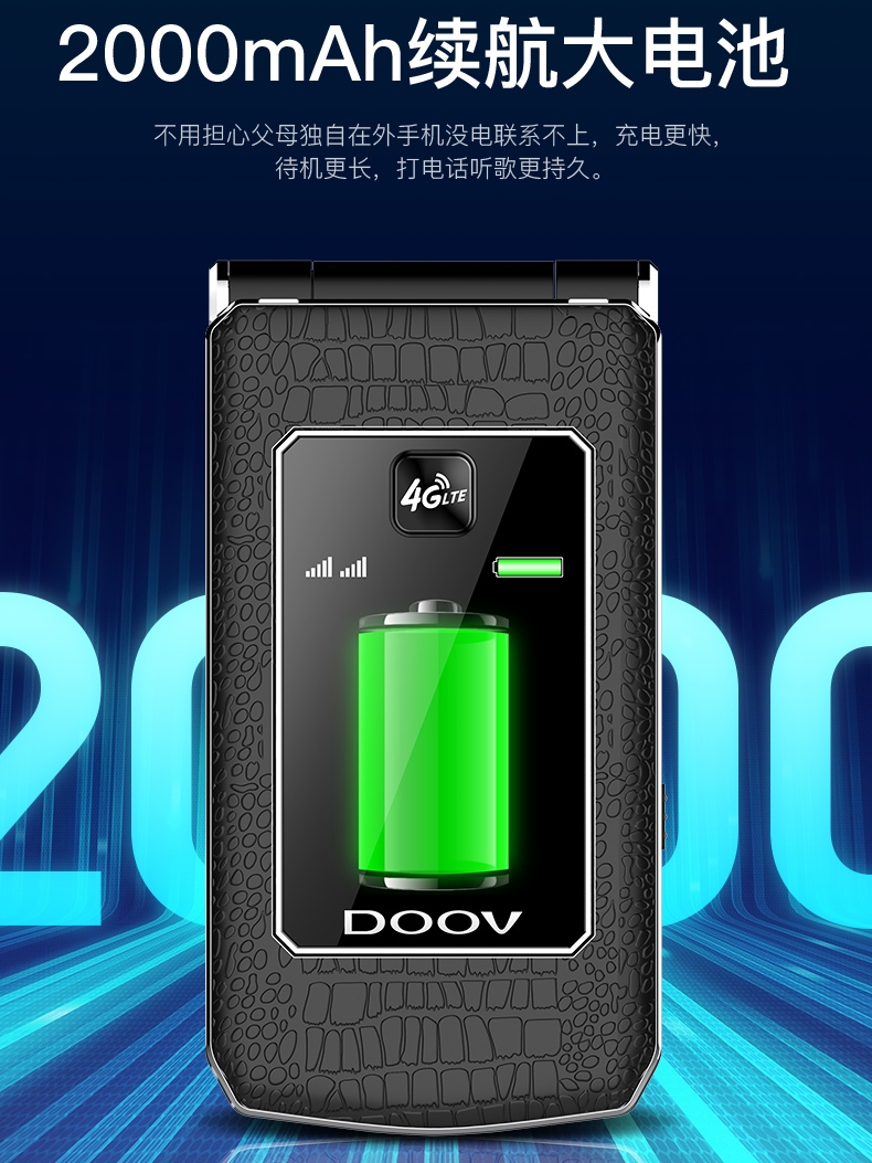 鑫睿诚数码专营店朵唯R19全网通4G智能翻盖老人手机大字大声超长待机双卡双待触屏手写按键微信视频抖音老年机男女款三星华为3