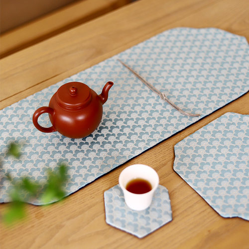 旅行便携手工小茶席轻奢纺真丝杯托布棉麻桌布香云纱干泡茶台垫布 - 图2