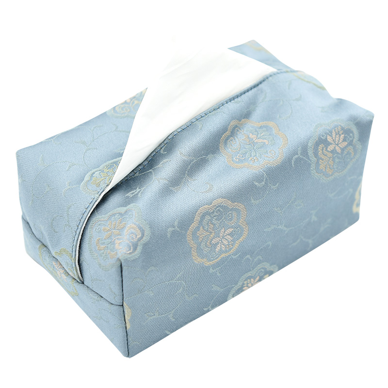 中式纸巾盒布艺禅意家用桌面抽纸盒轻奢仿丝高档茶室纸巾收纳布套-图3