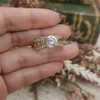 Vintage medieval European return 925 silver gilt zircon ring No. 17