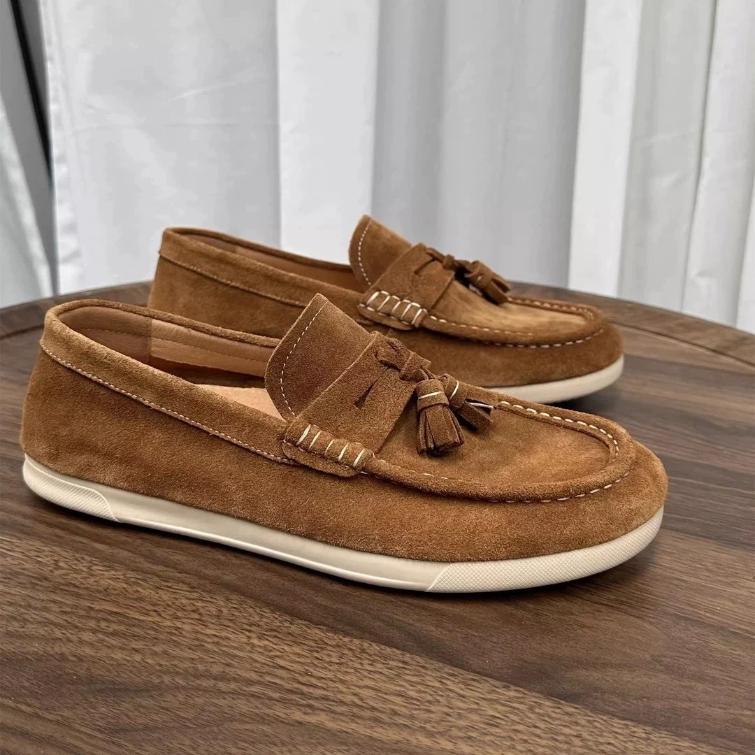 帕达索男鞋懒人一脚蹬乐福鞋男士韩版新款透气反绒皮豆豆鞋250620,淘宝优惠券,粉丝福利购,淘宝优惠卷