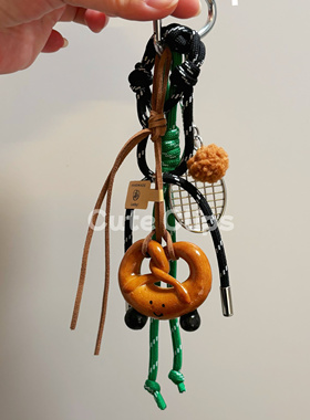 CuteClips黑脚碱水面包网球包包挂件钥匙扣挂饰手工编绳挂件包挂
