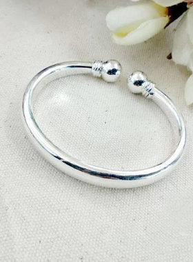 999纯银光面蒜头对珠订做手镯