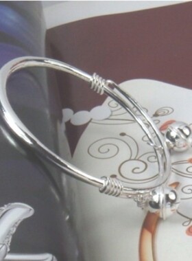 女款实心光面大肚宝宝银手镯