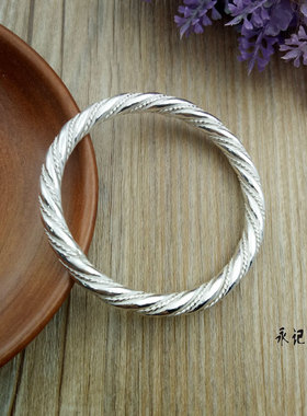 999纯银麻花手镯实心手工定做