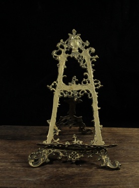 vintage欧式复古黄铜金属架子画架相框托架子拍摄桌面展示架摆件