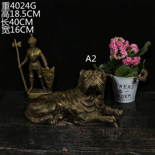 vintage复古西洋纯黄铜摆件工艺品客厅古董道具欧式装饰拍摄软装