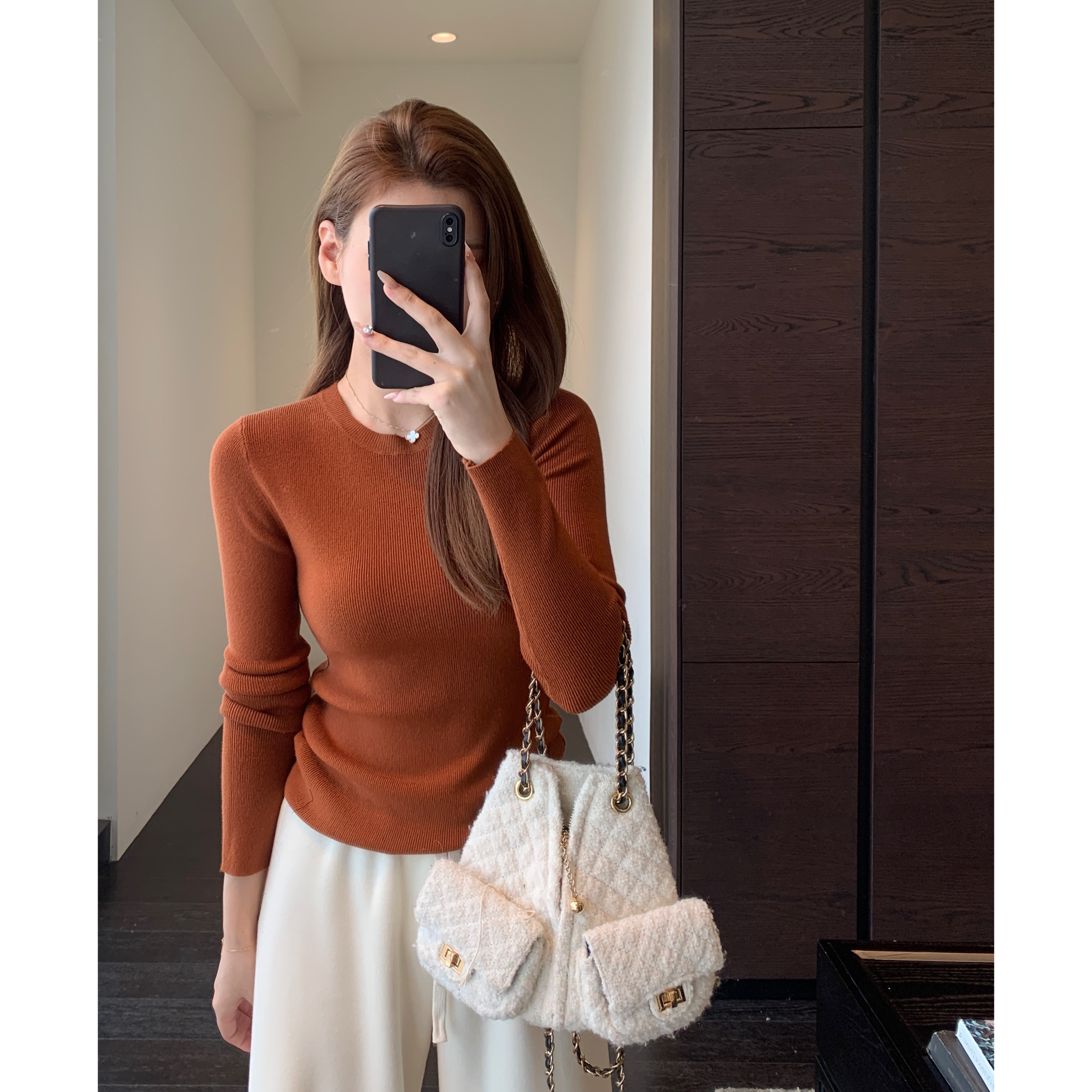 AMR UU◆搭配神器 内搭可外穿黑色打底衫针织上衣女2025新款冬秋,淘宝优惠券,粉丝福利购,淘宝优惠卷