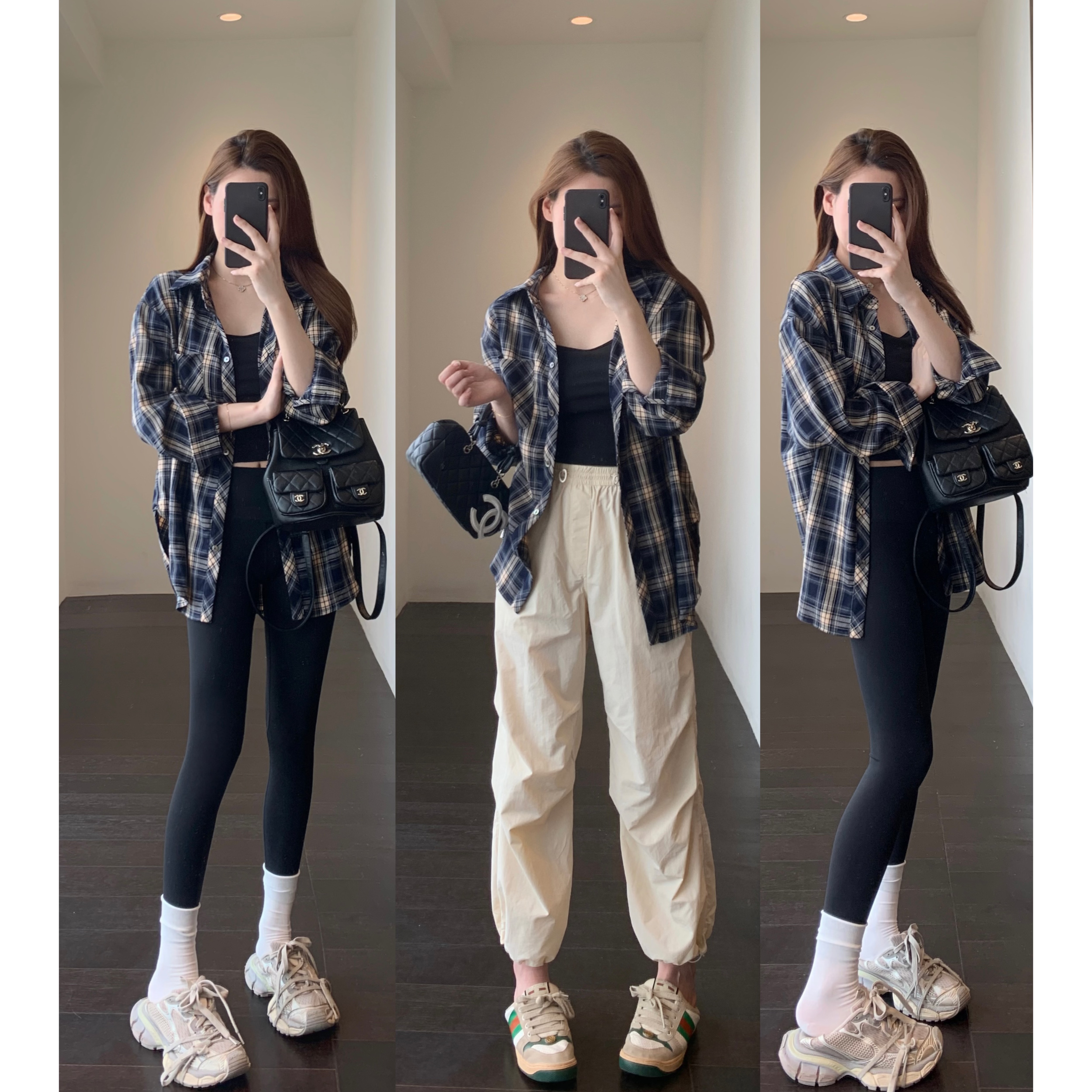 AMR UU◆减龄洋气 又a又飒的撞色格子衬衫显瘦外套上衣女秋冬新