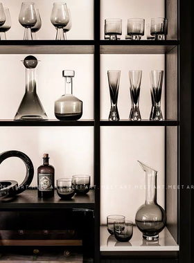 现代轻奢样板间酒具摆件马毛托盘客厅茶几饰品酒柜水吧区饰品