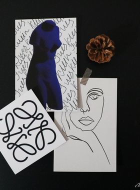 克莱因原创卡片黑白样板房软装