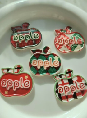 【对对碰】圣诞苹果平底diy树脂发夹奶油胶手机壳装饰氛围感头绳